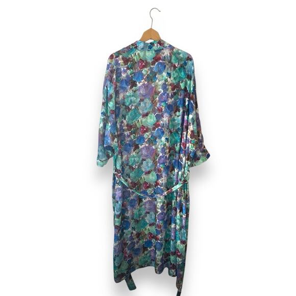 PatBO Blossom Beach Robe in Violet Open Front Waist Tie Purple Blue Chiffon - Picture 7 of 10